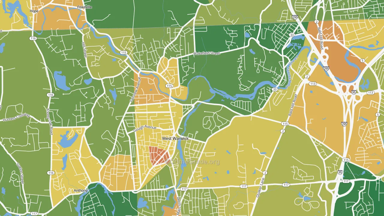 River Point, West Warwick, RI Map of Murder Rates