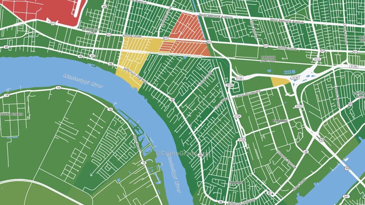 River Ridge, LA Map of Murder Rates