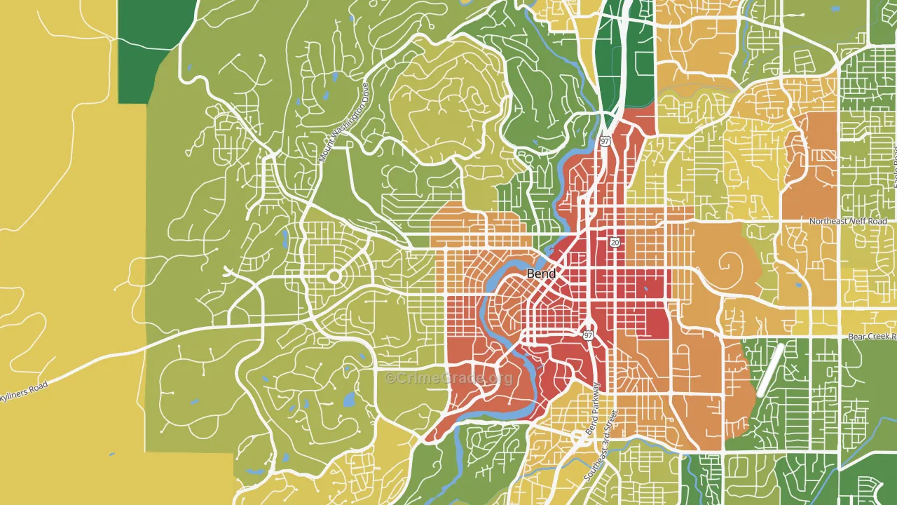 River West, Bend, OR Map of Murder Rates