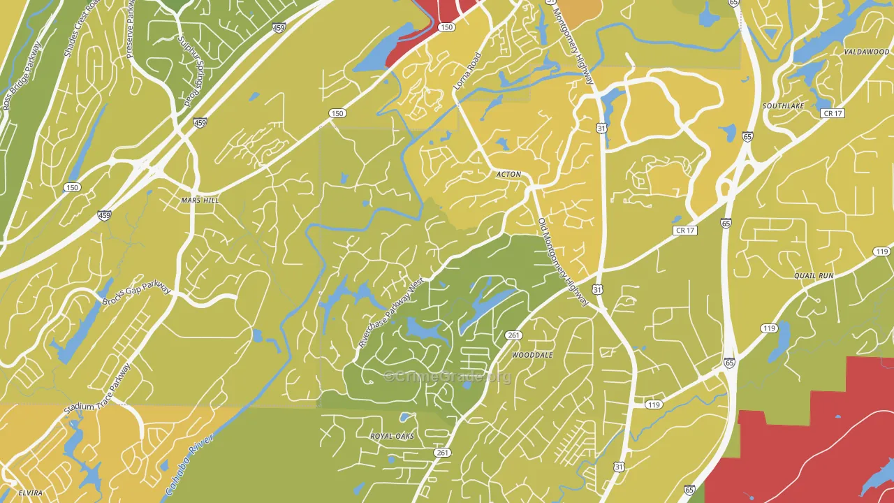 Riverchase Country Club, Hoover, AL Map of Murder Rates