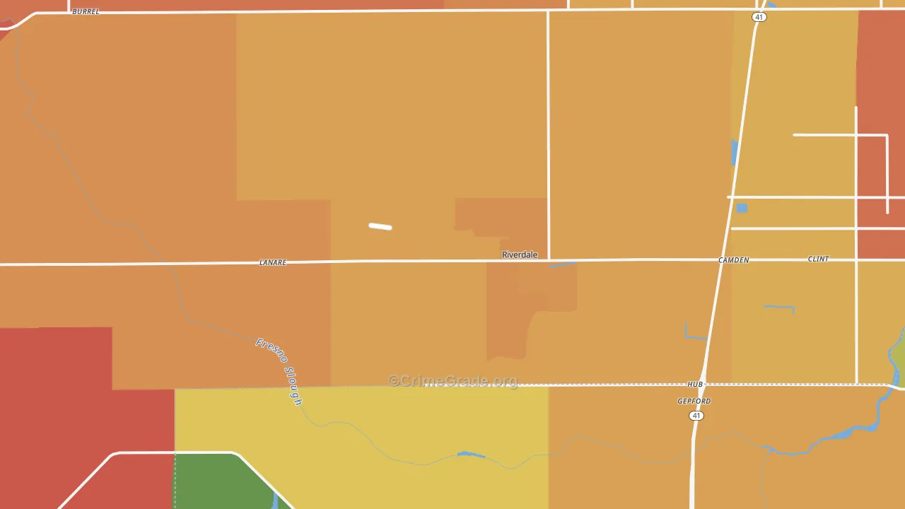 Riverdale, CA Map of Murder Rates