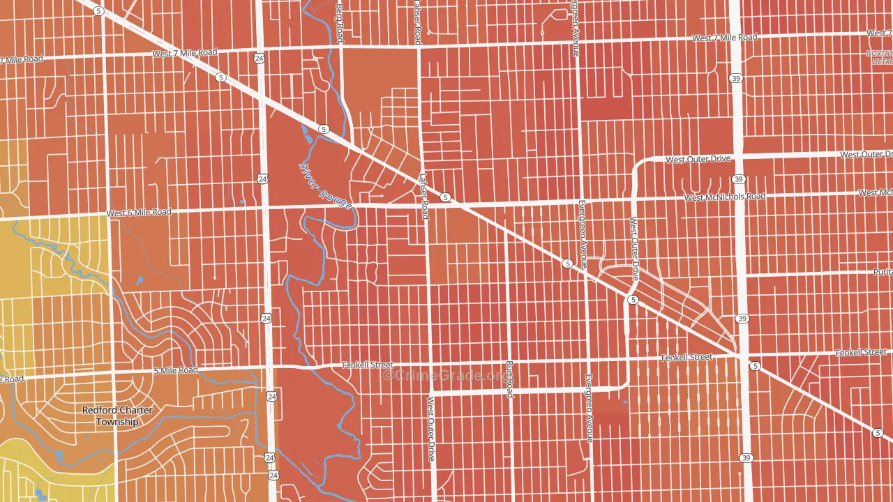 Riverdale, Detroit, MI Map of Murder Rates
