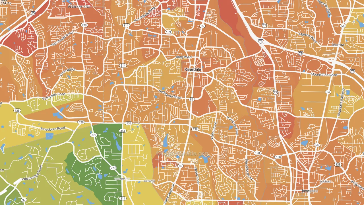 Riverdale, GA Map of Murder Rates