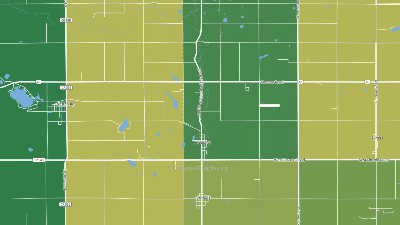 Riverdale, MI Map of Murder Rates