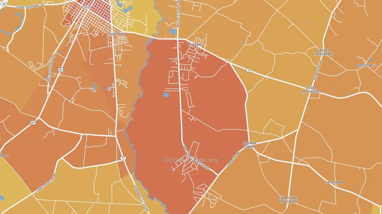 Riverdale, SC Map of Murder Rates