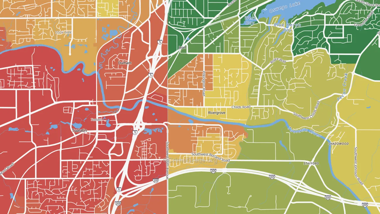 Rivergrove, OR Map of Murder Rates