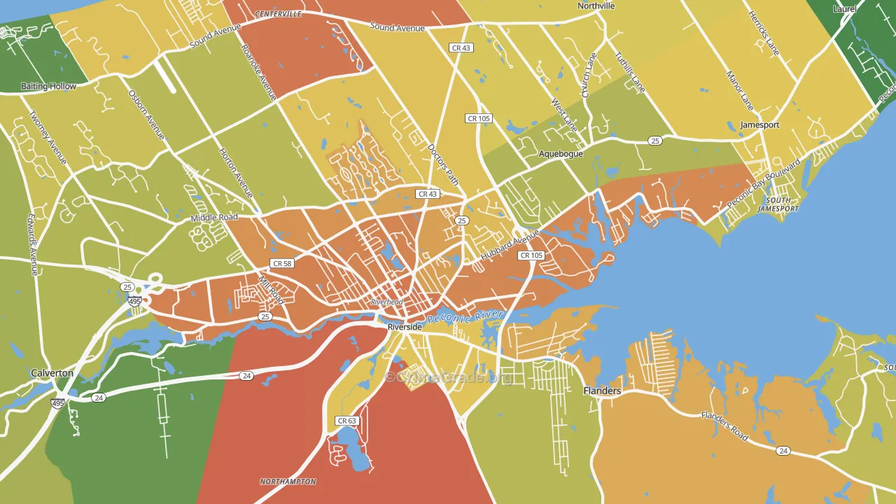 Riverhead, NY Map of Murder Rates