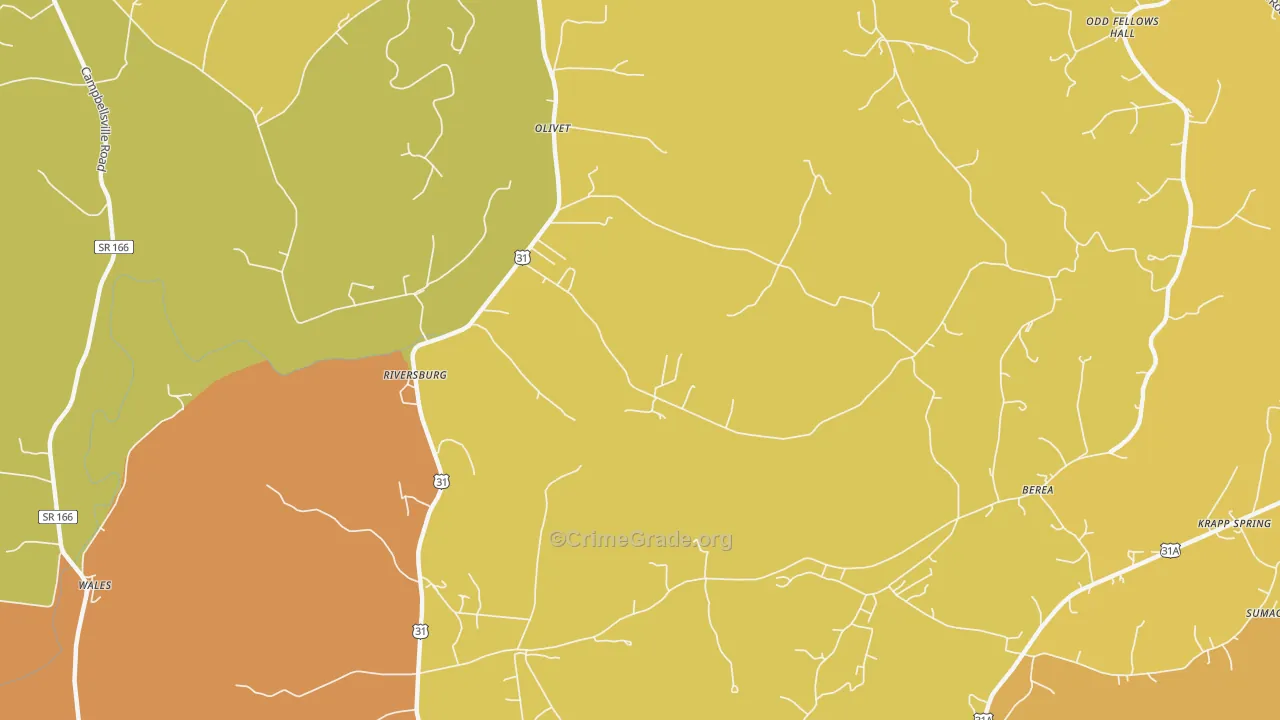 Riversburg, TN Map of Murder Rates