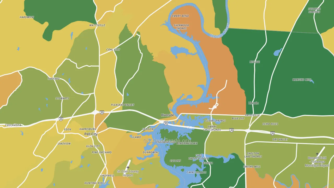 Riverside, AL Map of Murder Rates
