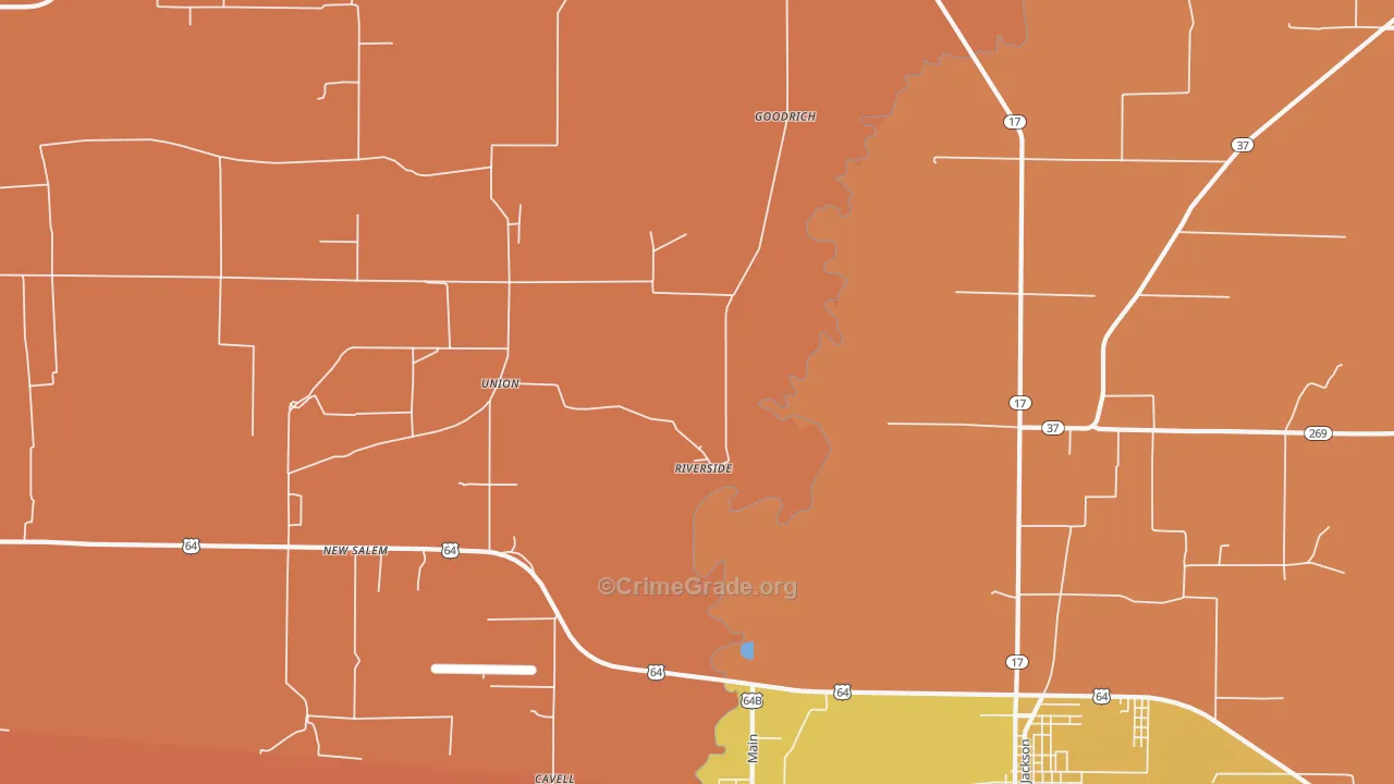 Riverside, AR Map of Murder Rates