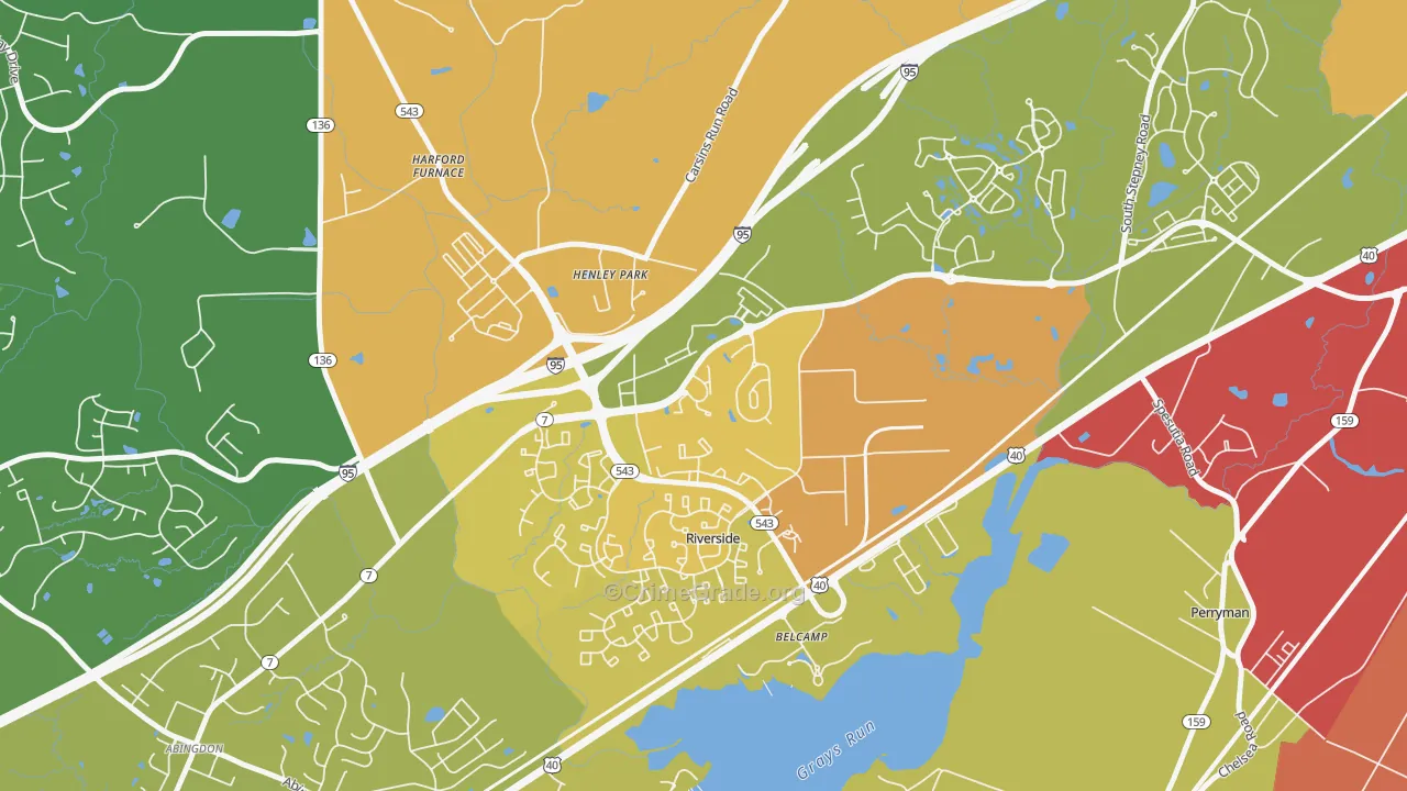 Riverside, MD Map of Murder Rates