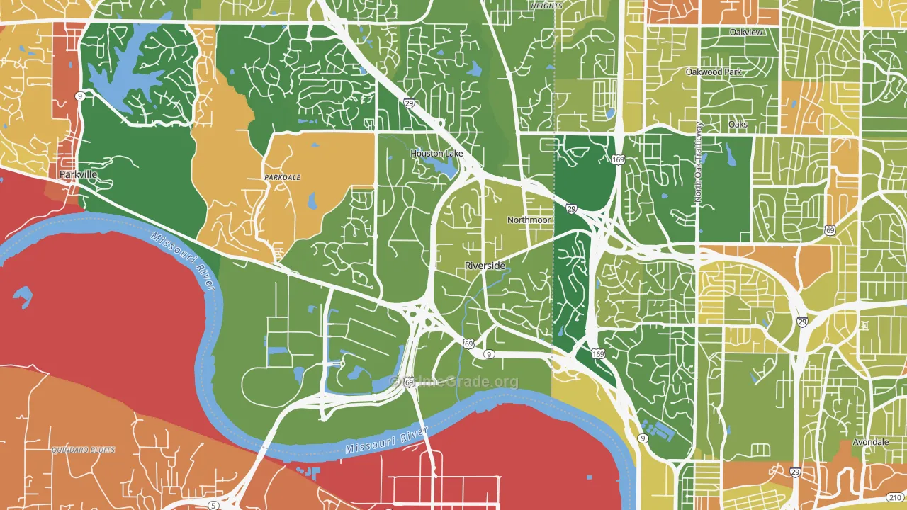 Riverside, MO Map of Murder Rates