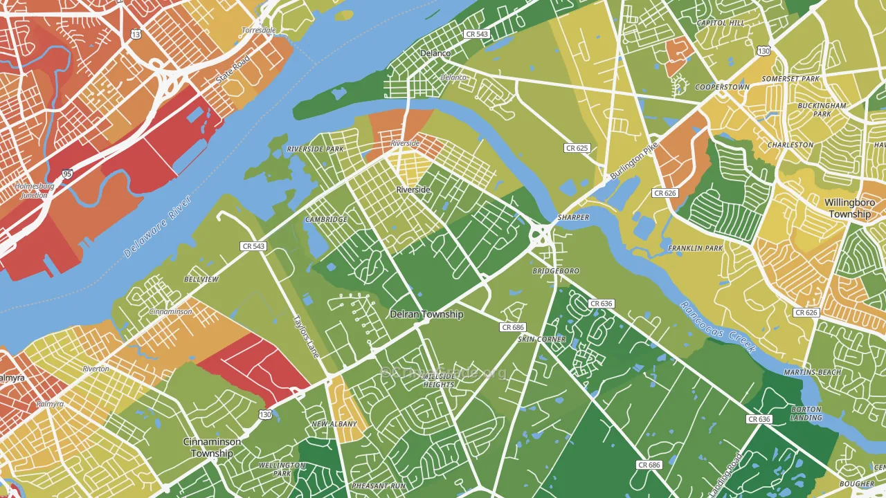 Riverside, NJ Map of Murder Rates
