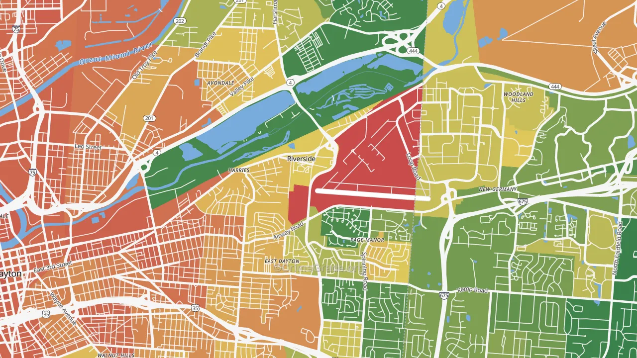 Riverside, OH Map of Murder Rates
