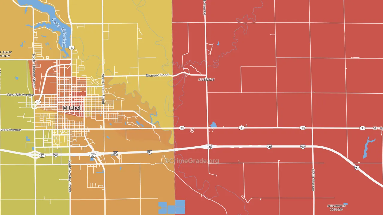 Riverside, SD Map of Murder Rates