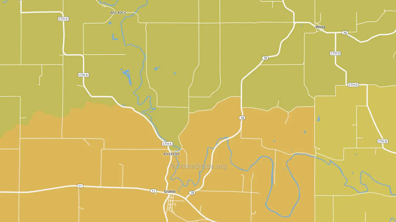 Riverside, WI Map of Murder Rates