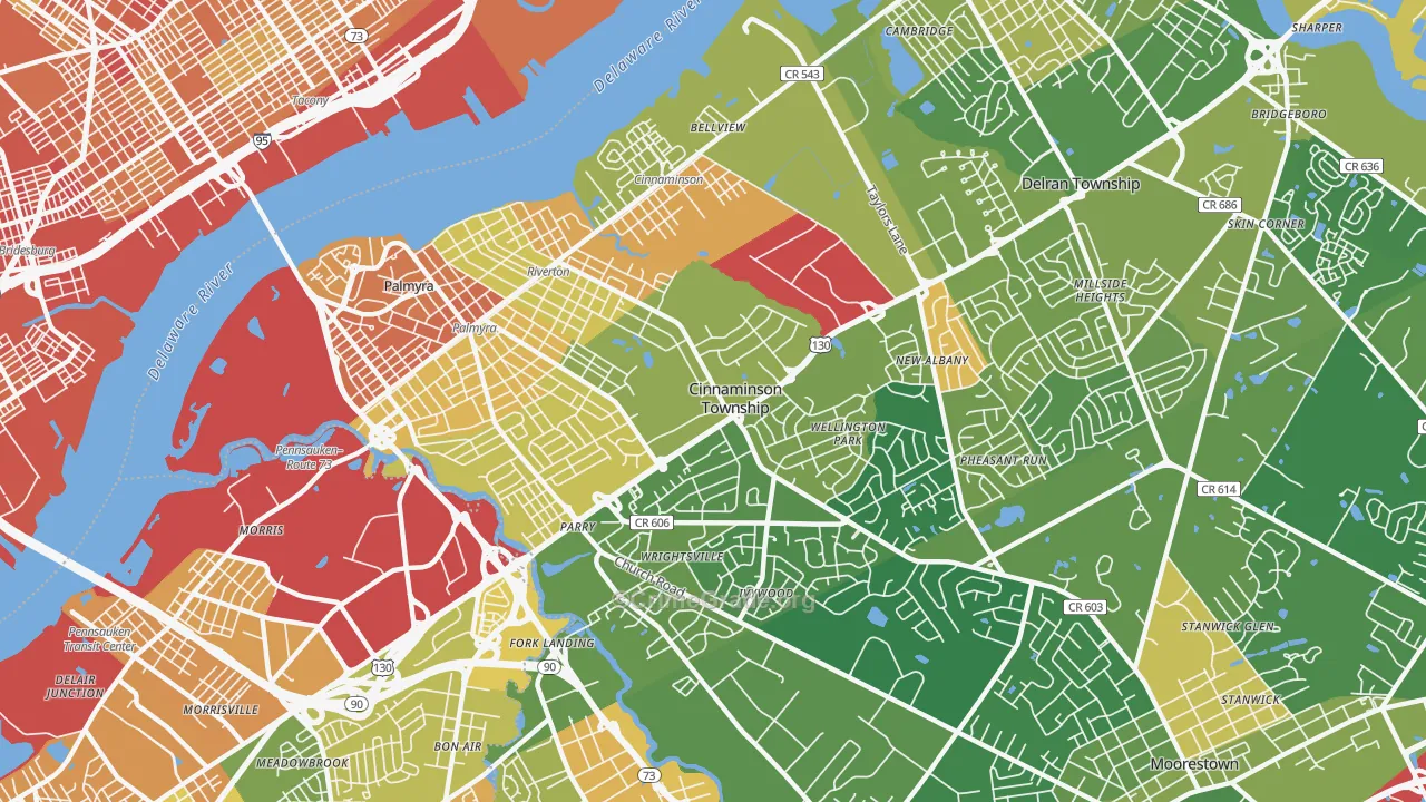 Riverton, NJ Map of Murder Rates