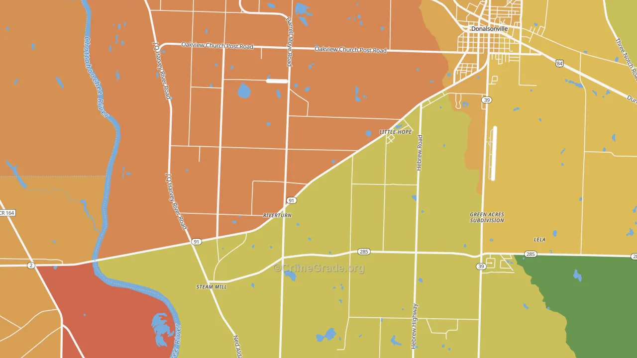Riverturn, GA Map of Murder Rates
