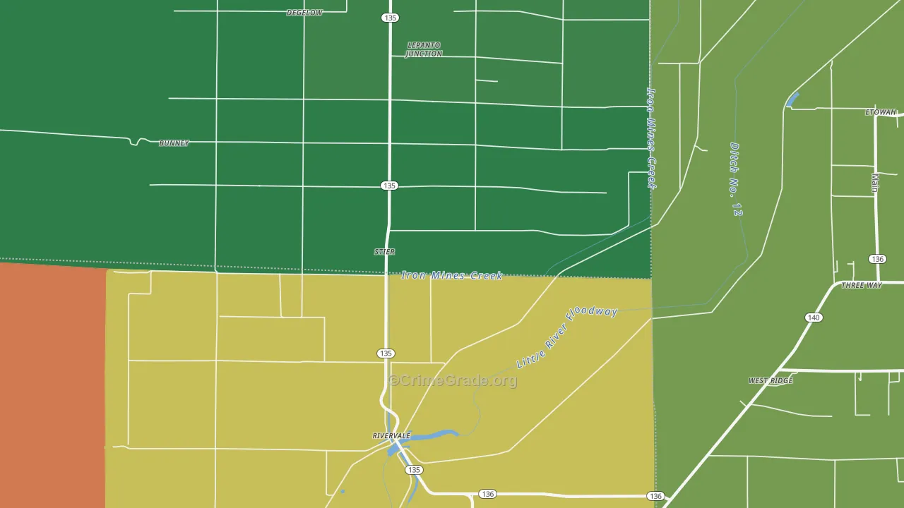Rivervale, AR Map of Murder Rates