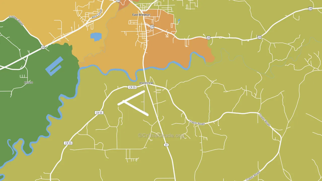 Riverview, AL Map of Murder Rates