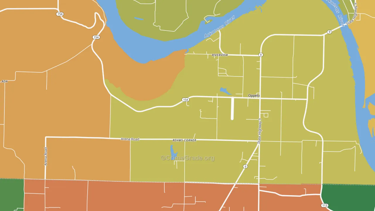 Riverview, AR Map of Murder Rates