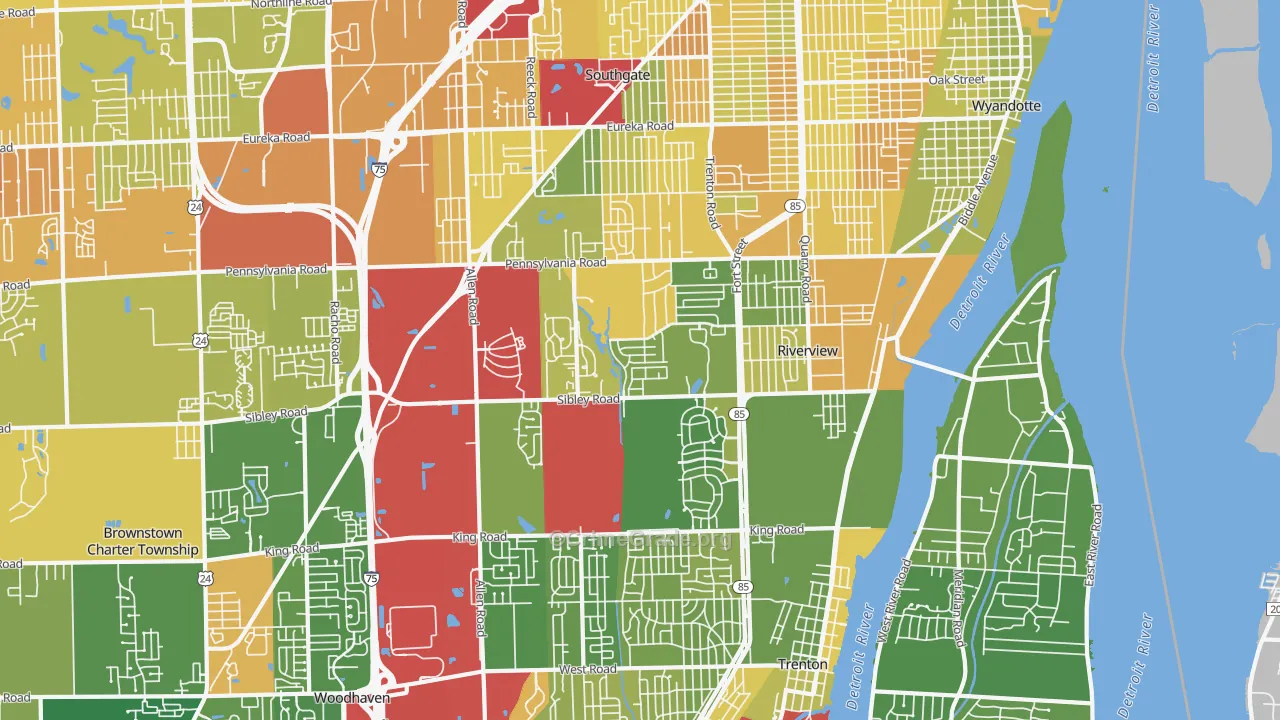 Riverview, MI Map of Murder Rates