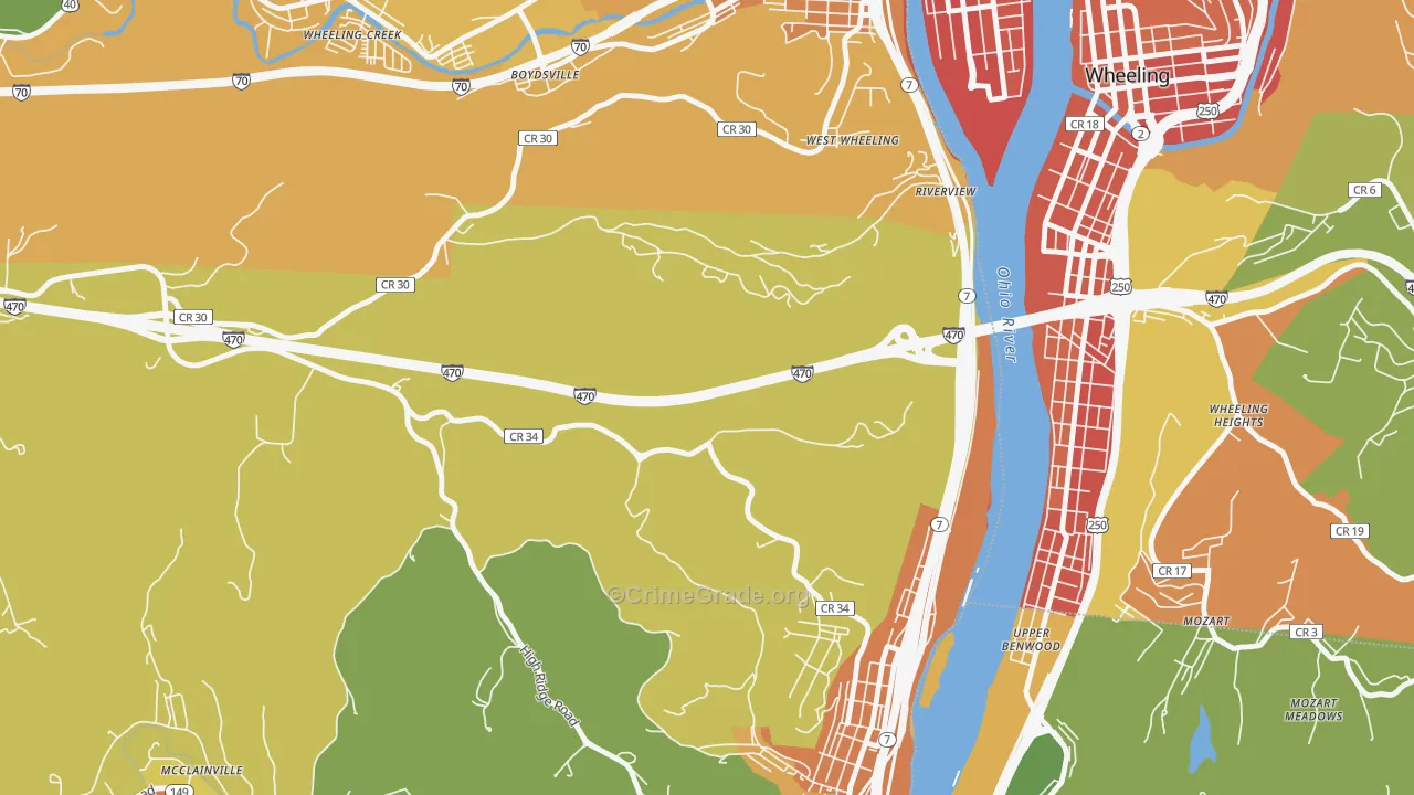 Riverview, OH Map of Murder Rates