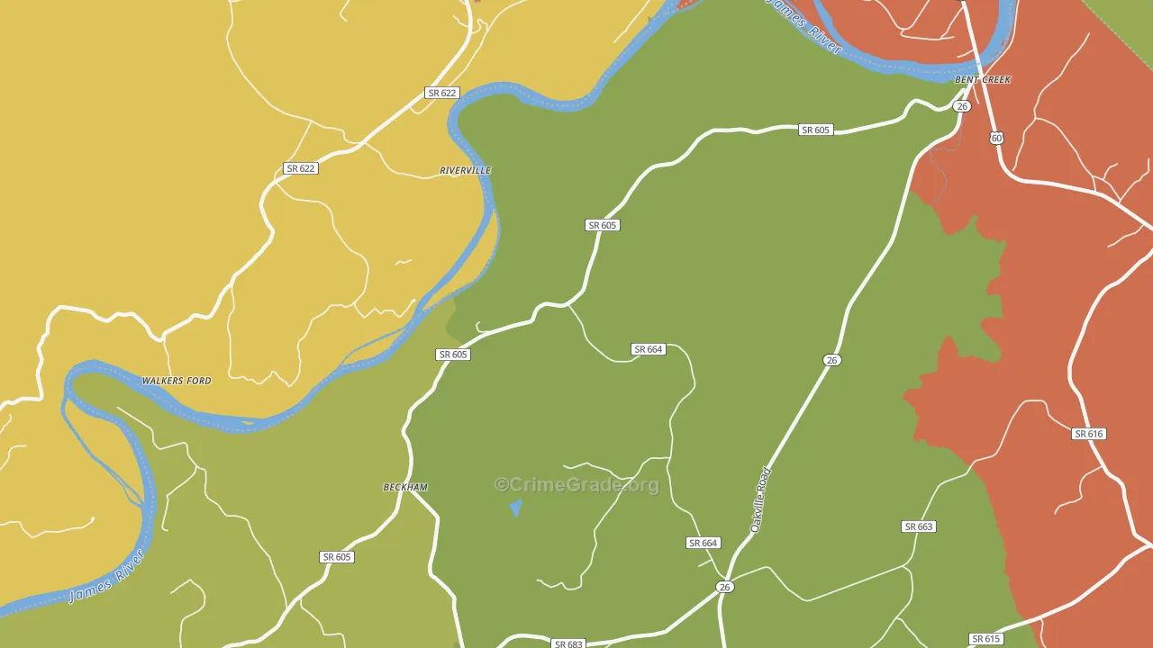 Riverville, VA Map of Murder Rates