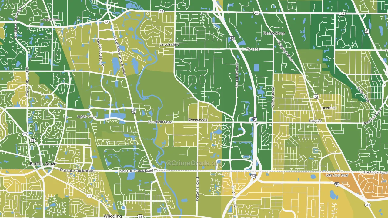 Riverwoods, IL Map of Murder Rates