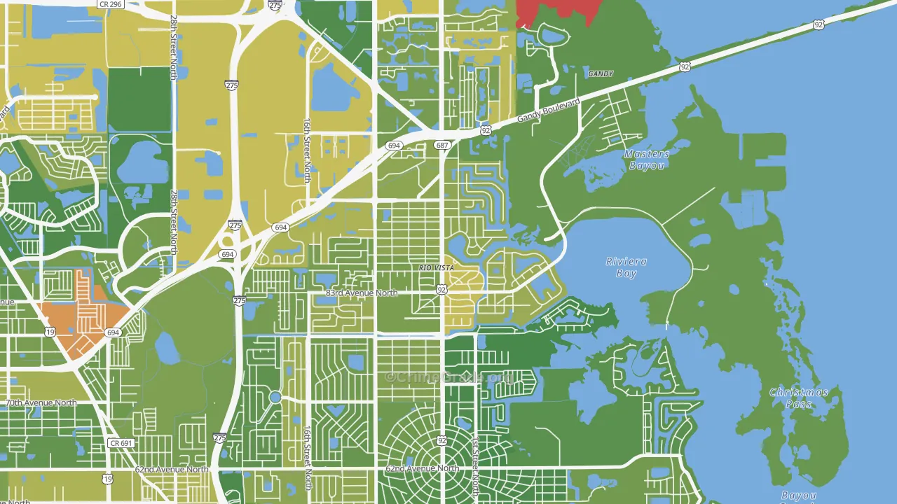 Riviera Bay, St. Petersburg, FL Map of Murder Rates