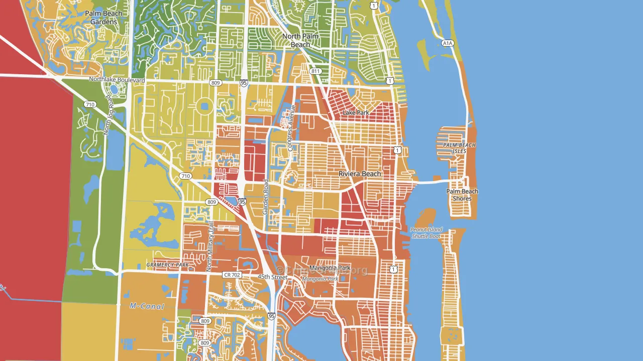 Riviera Beach, FL Map of Murder Rates