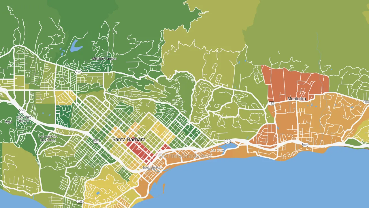 Riviera, Santa Barbara, CA Map of Murder Rates
