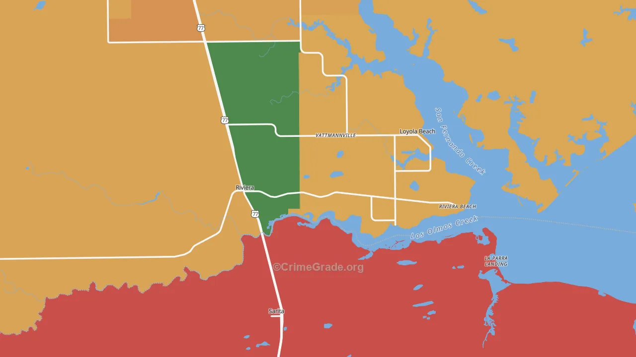 Riviera, TX Map of Murder Rates