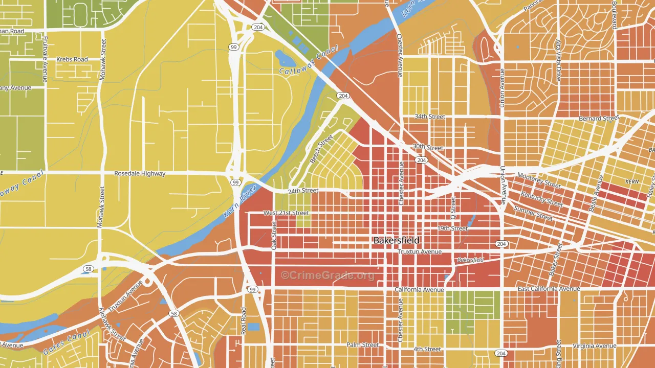 Riviera-Westchester, Bakersfield, CA Map of Murder Rates
