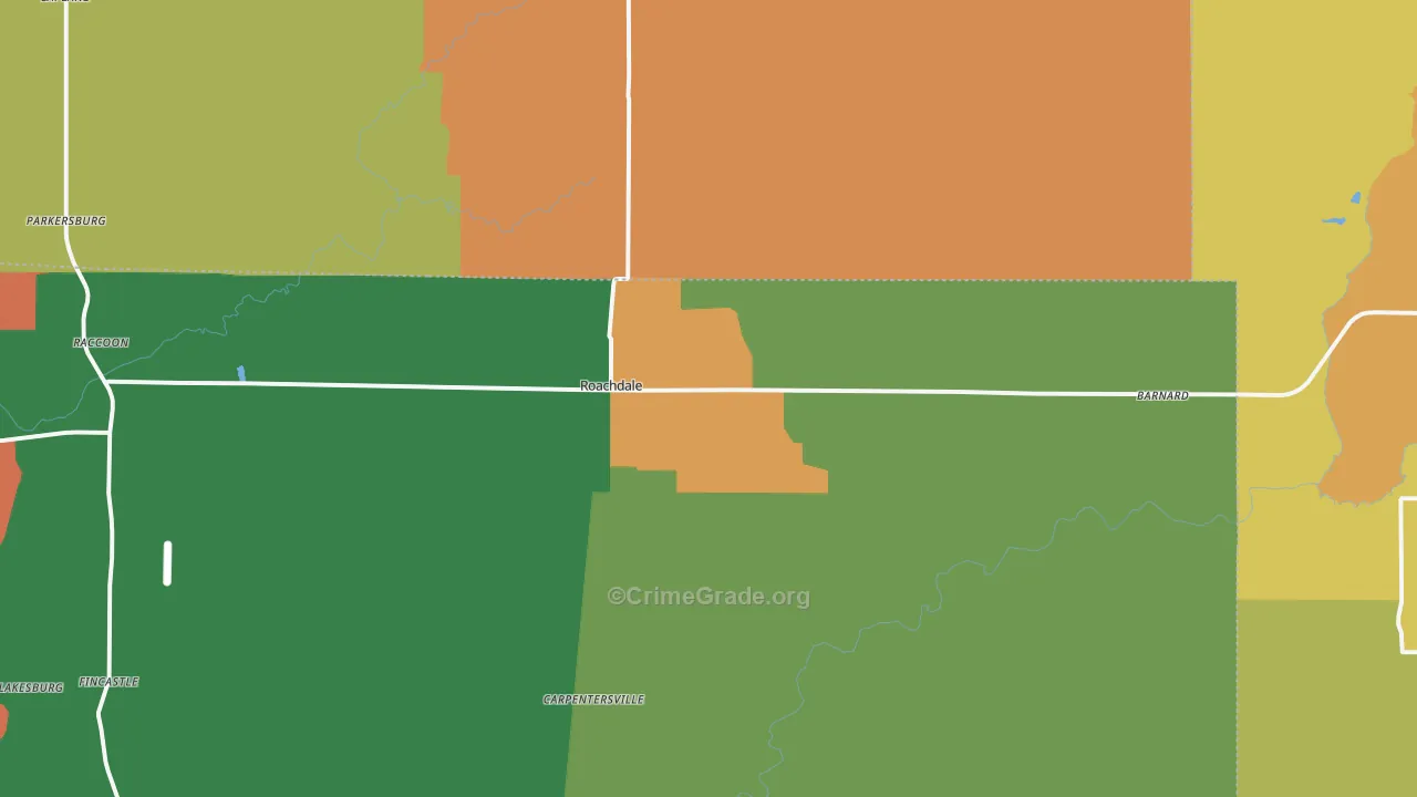 Roachdale, IN Map of Murder Rates