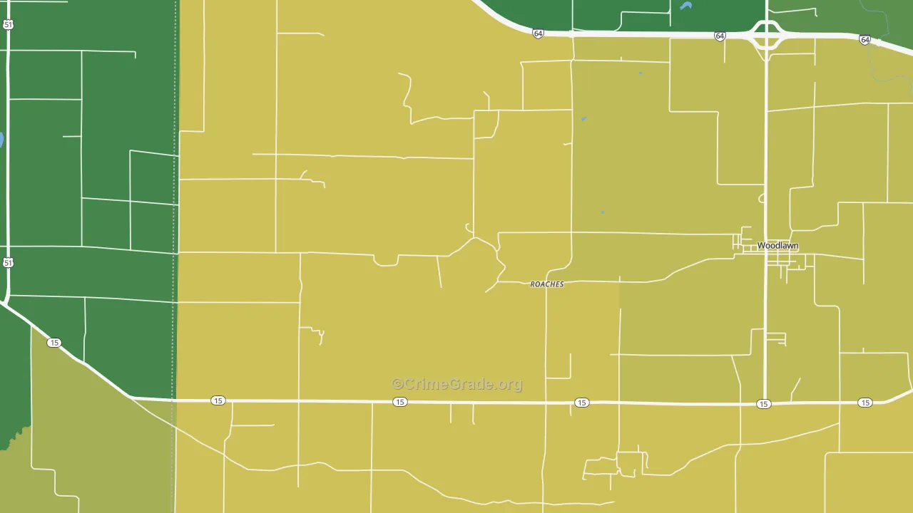 Roaches, IL Map of Murder Rates