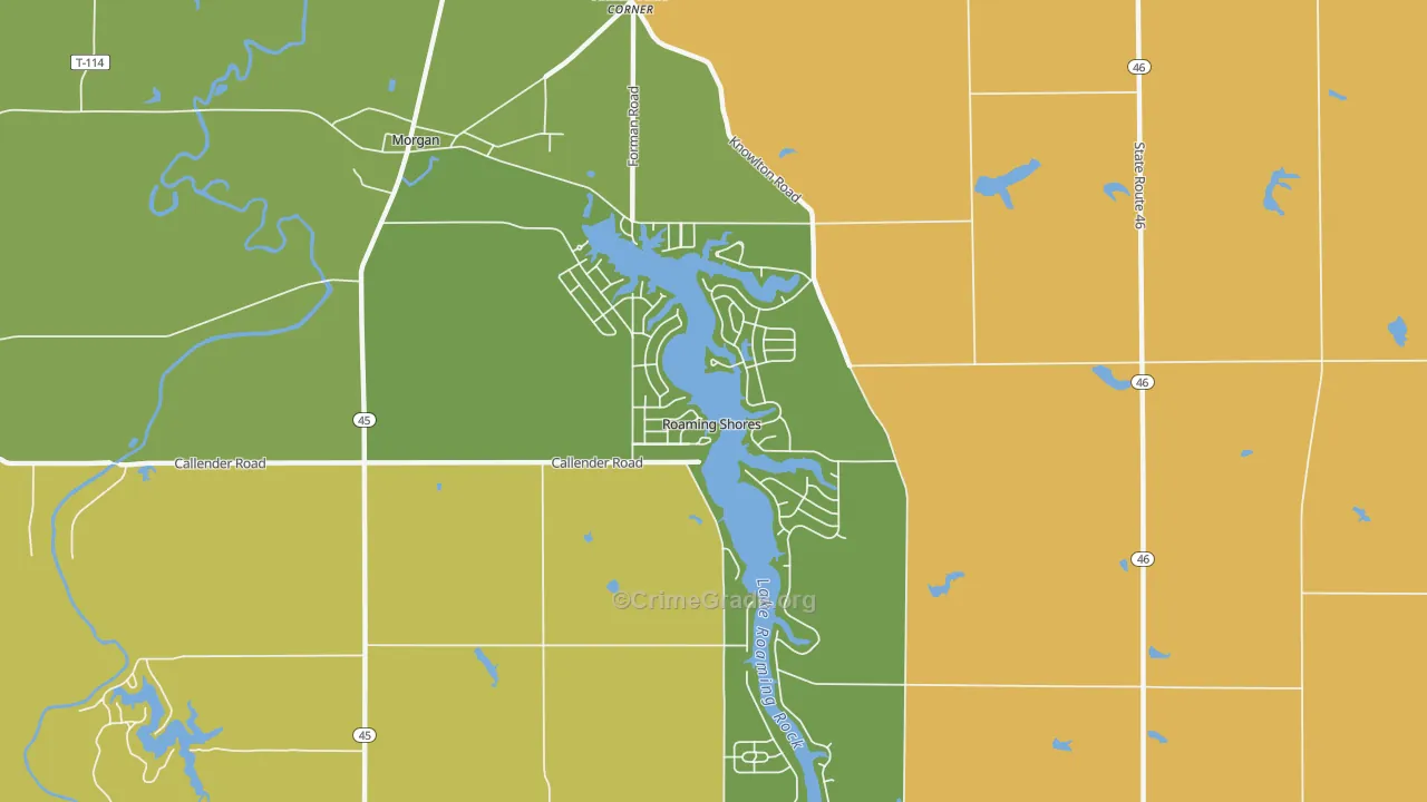 Roaming Shores, OH Map of Murder Rates
