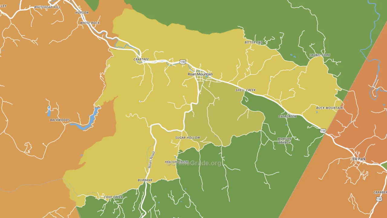 Roan Mountain, TN Map of Murder Rates