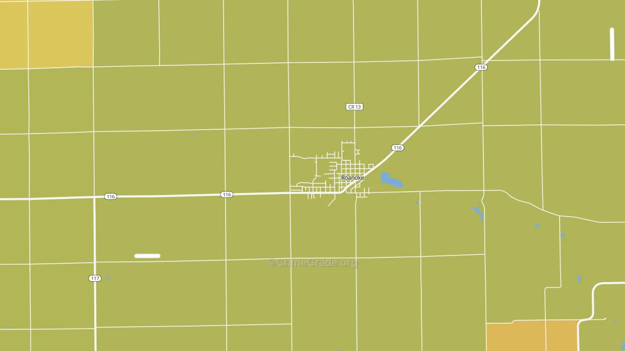 Roanoke, IL Map of Murder Rates