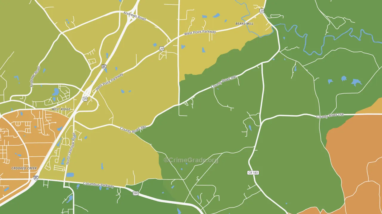 Roanoke Junction, AL Map of Murder Rates