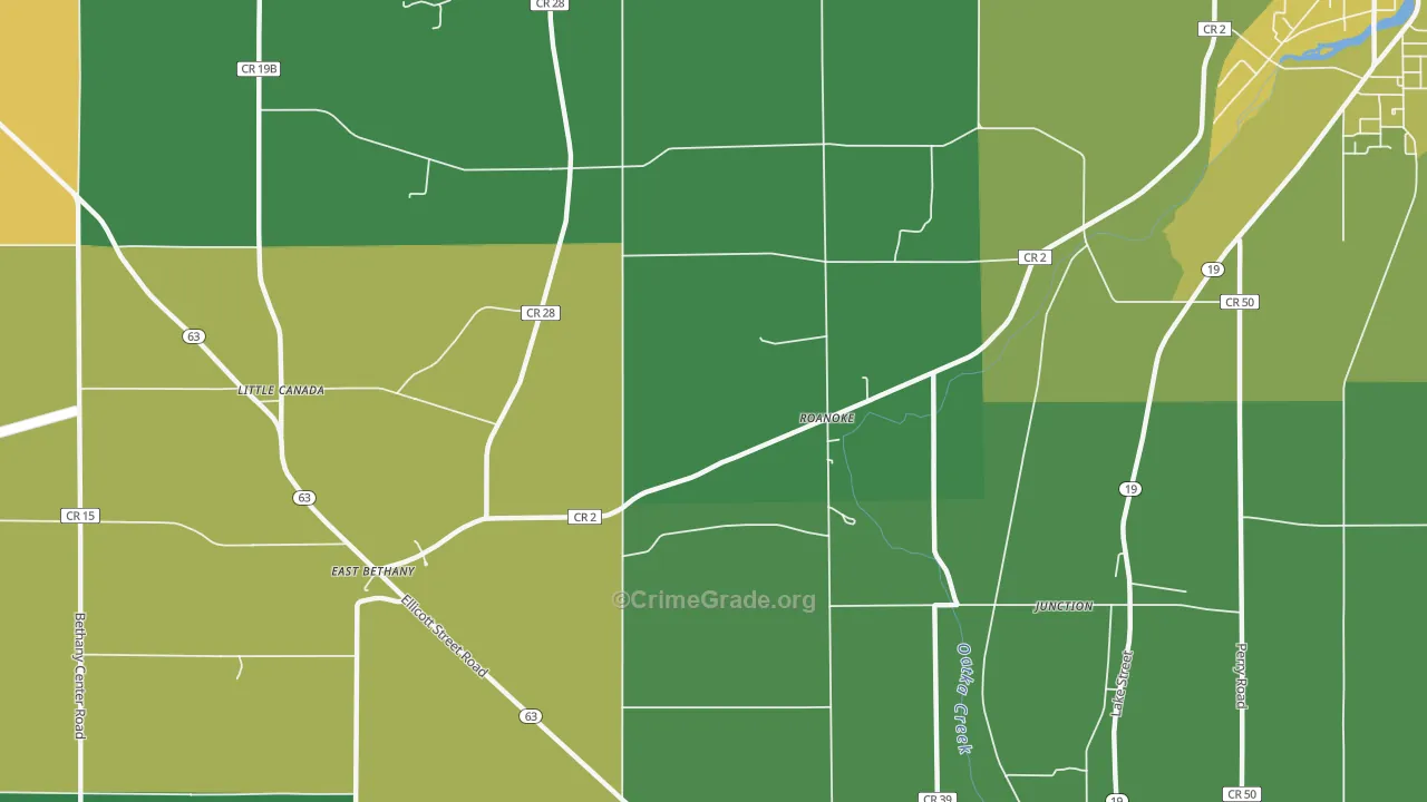 Roanoke, NY Map of Murder Rates