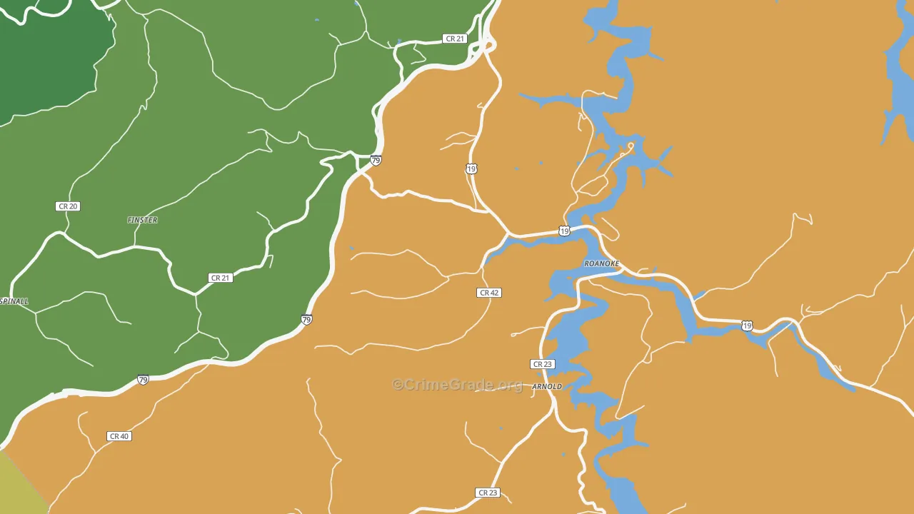 Roanoke, WV Map of Murder Rates