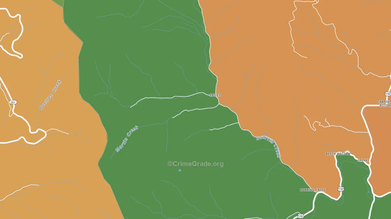 Roaring Creek, NC Map of Murder Rates