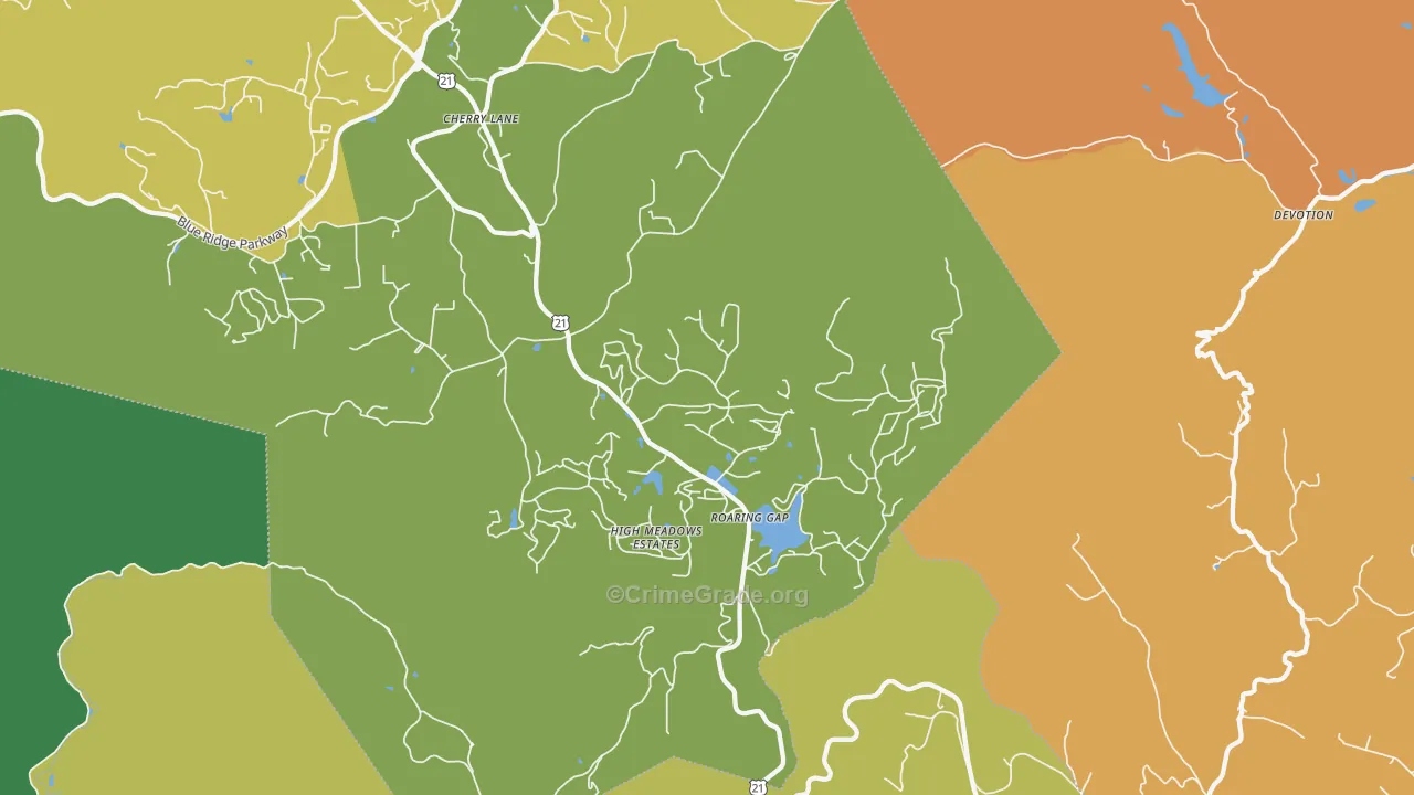 Roaring Gap, NC Map of Murder Rates