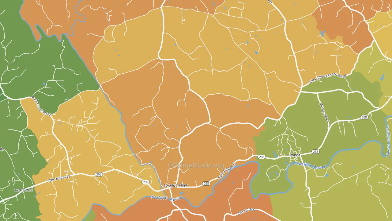 Roaring River, NC Map of Murder Rates
