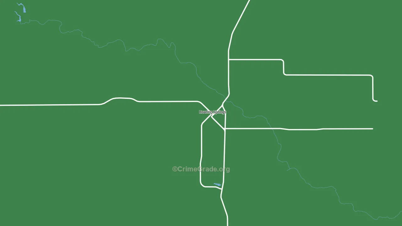 Roaring Springs, TX Map of Murder Rates