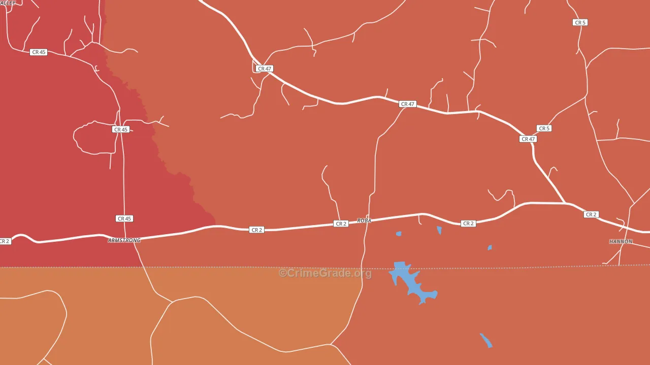 Roba, AL Map of Murder Rates