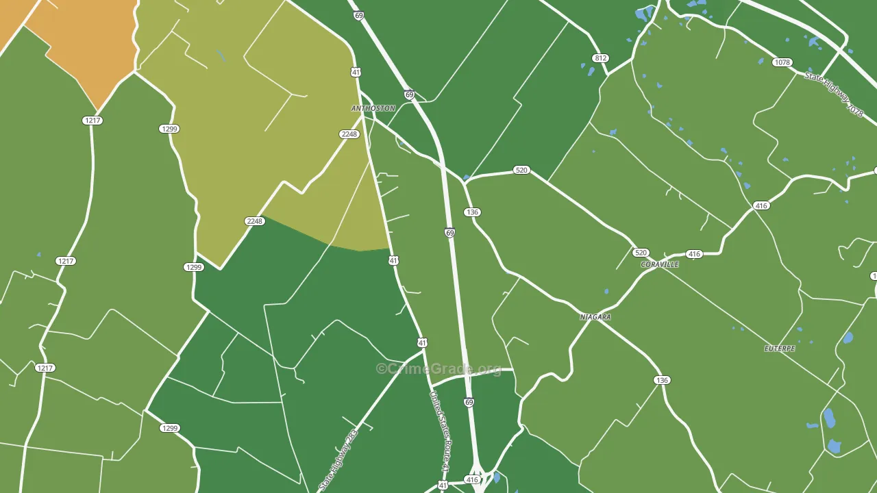 Robards, KY Map of Murder Rates