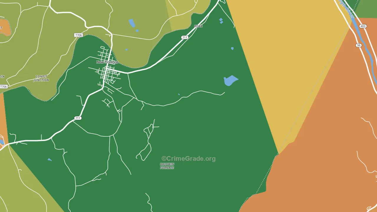 Robb, PA Map of Murder Rates