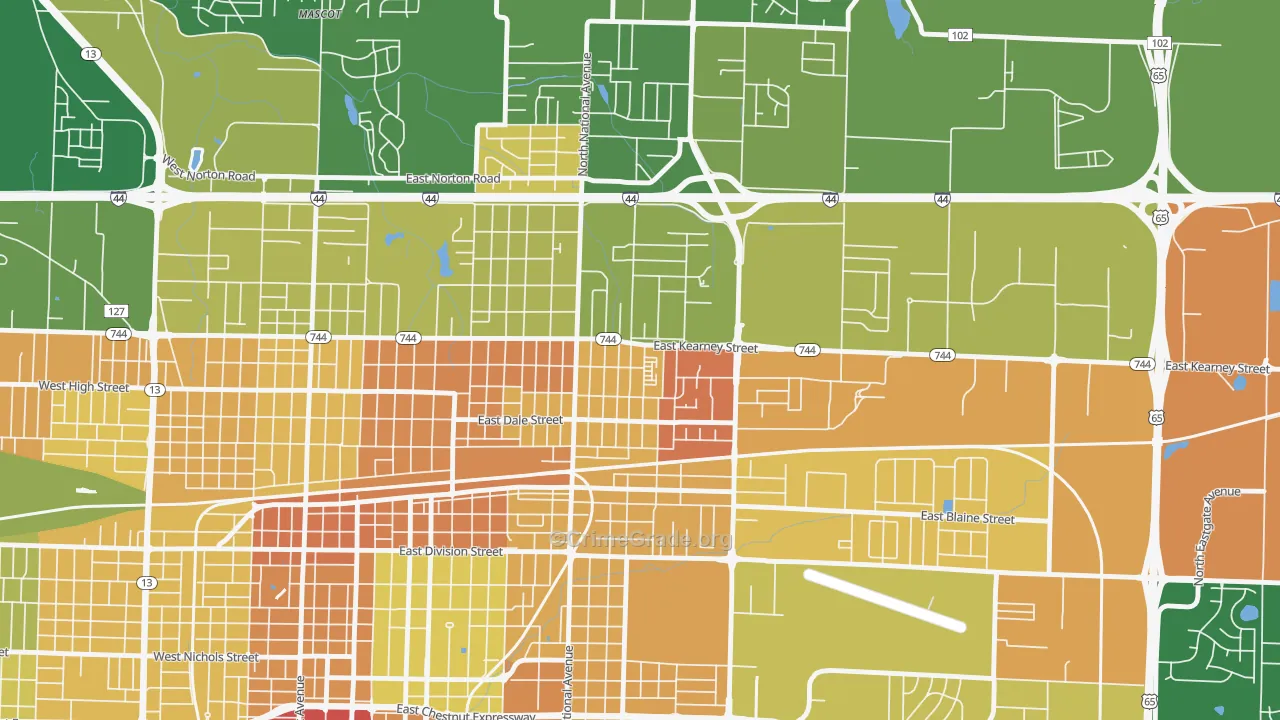 Robberson, Springfield, MO Map of Murder Rates